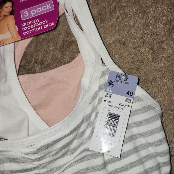 Fruit of the Loom Women's Spaghetti Strap Cotton Sports Bra, 3-Pack Size34 - Picture 5 of 8